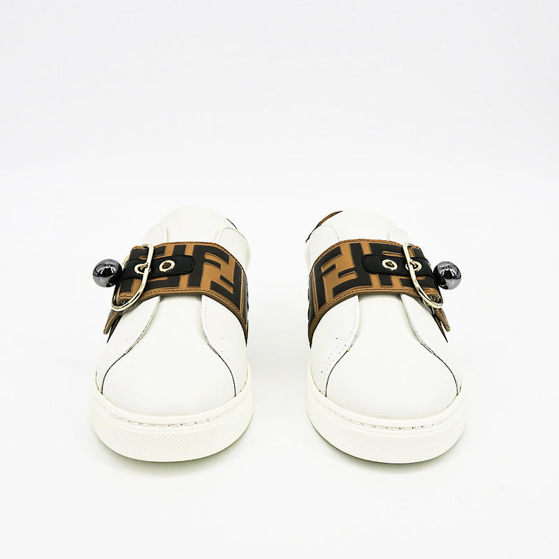 Fendi Pearland Leather Sneakers with FF Strap - Sachy's Closet