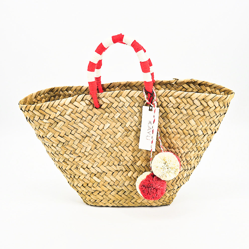 Kayu St. Tropez Pompom Woven Straw Tote - Sachy's Closet