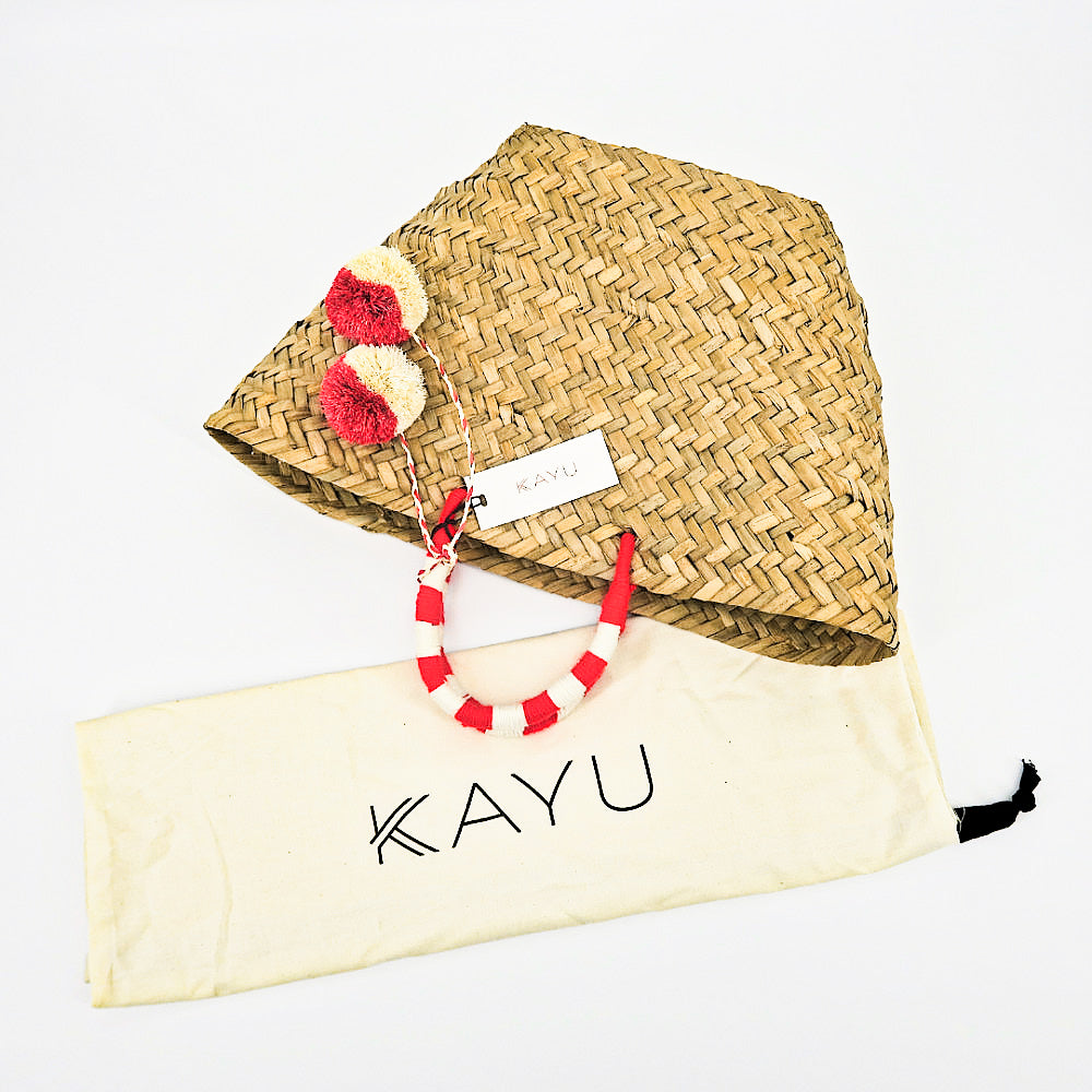 Kayu St. Tropez Pompom Woven Straw Tote - Sachy's Closet